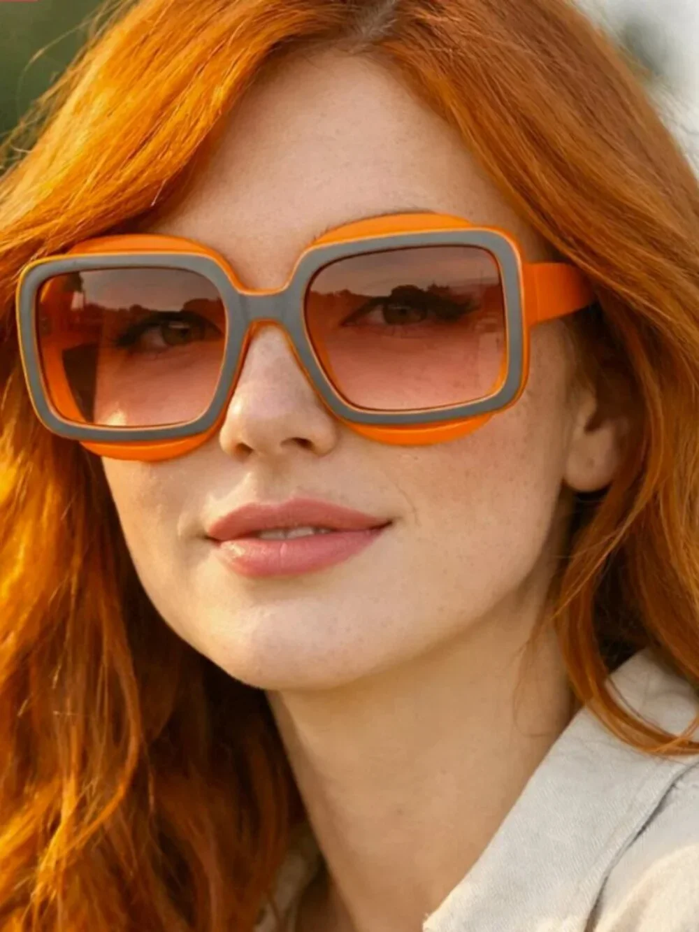 Retro Orange Oversized Square Sunglasses Boho Chic Statement Vintage Shades rave